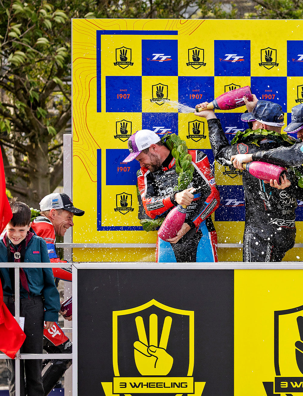 Isle of Man TT Races 2025 3wheeling.media Sidecar TT Race 2 Podium Backdrop